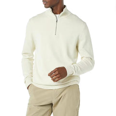 Men’s Half-Zip Jumper – Stand Collar with Ribbed Cuffs