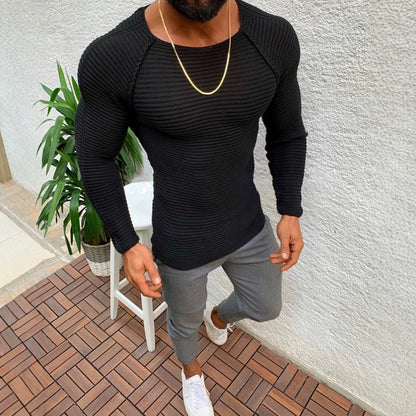 Men’s Knit Jumper – Raglan Sleeves with Ribbed Texture