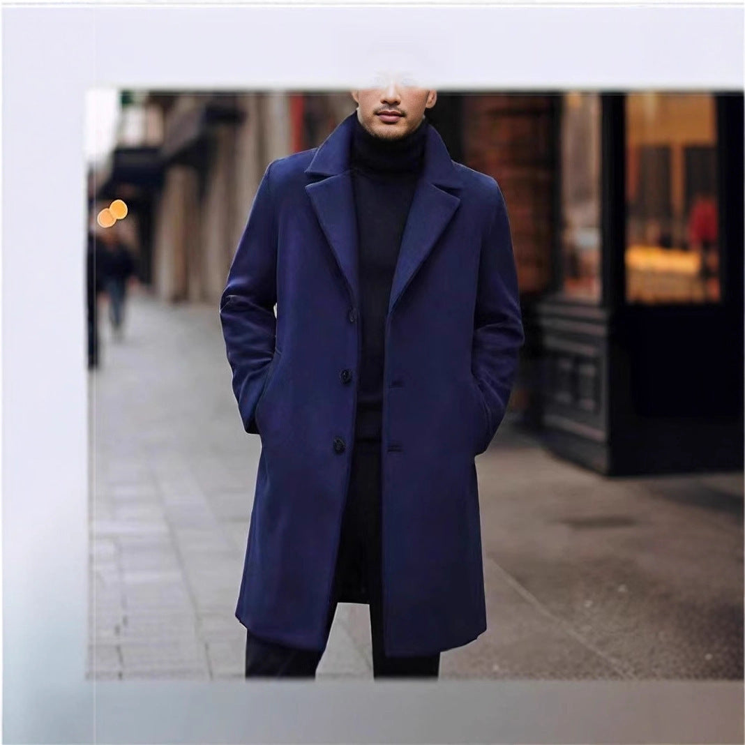 Men’s Overcoat – Notch Lapel with Straight Mid-Length Cut