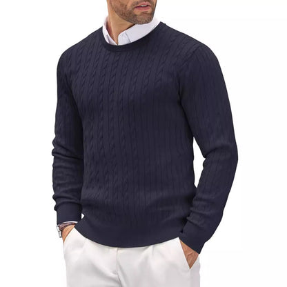 Men’s Cable-Knit Jumper – Crew Neck with Elasticated Cuffs