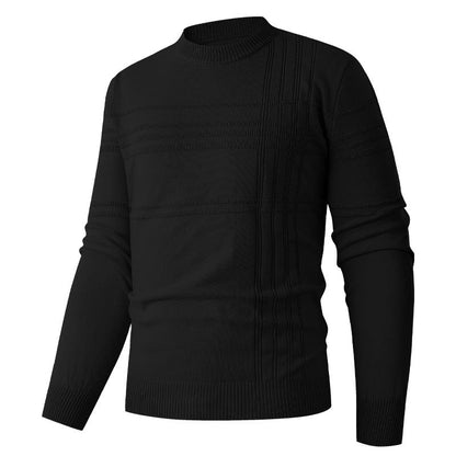 Men’s Textured Stripe Jumper – Crew Neck with Ribbed Cuffs