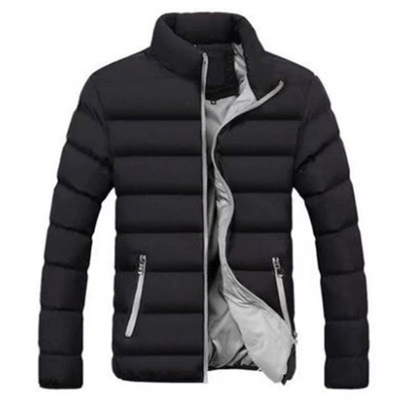 Men’s Puffer Jacket – Contrast Lining with High Stand Collar