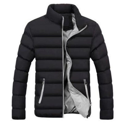 Men’s Puffer Jacket – Contrast Lining with High Stand Collar