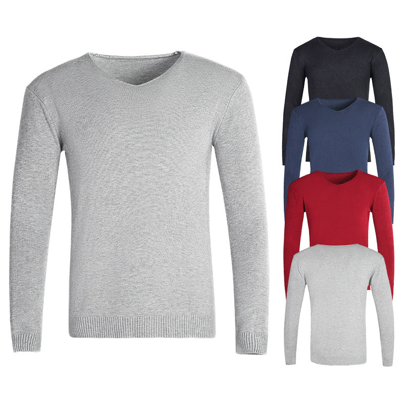 Men’s V-Neck Jumper – Fine Knit with Ribbed Cuffs
