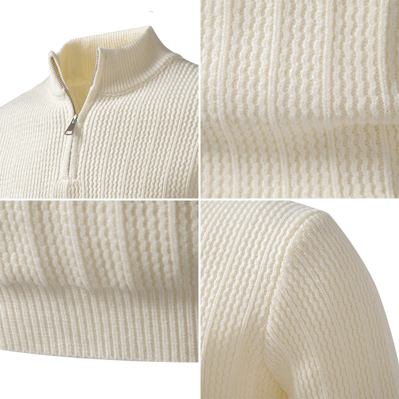Men’s Half-Zip Jumper – Ribbed Knit with Slim Fit