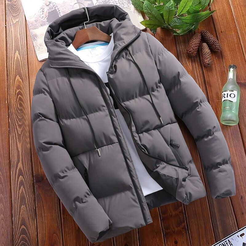 Men’s Windproof Puffer Jacket – Water-Repellent Finish with Fixed Hood