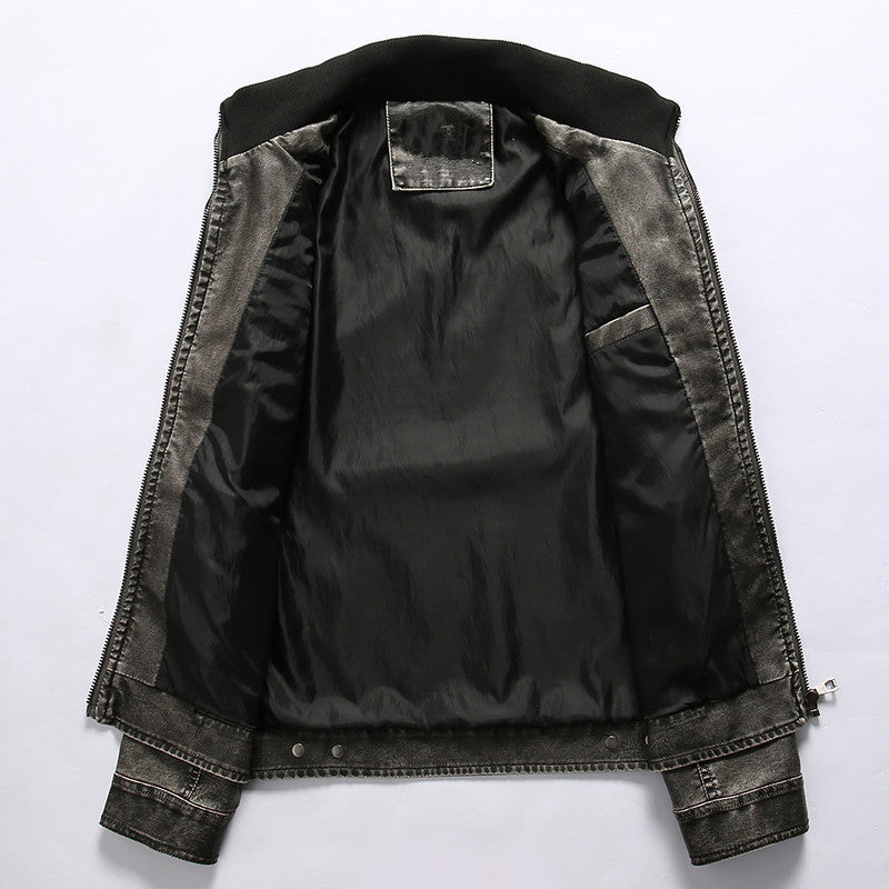 Men’s Utility Leather Jacket – Multi-Pocket Casual Layer for Everyday Wear