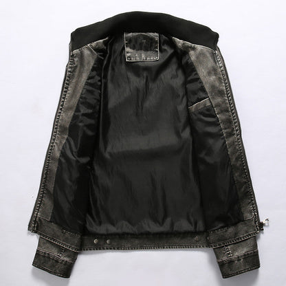 Men’s Utility Leather Jacket – Multi-Pocket Casual Layer for Everyday Wear