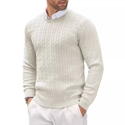 Men’s Cable-Knit Jumper – Crew Neck with Elasticated Cuffs