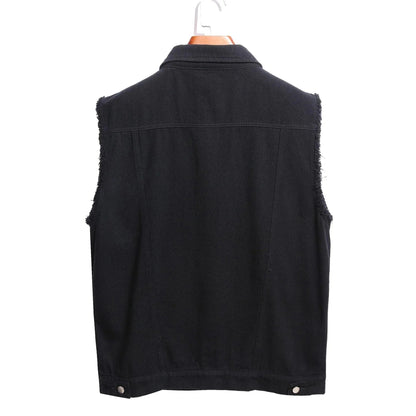 Men’s Distressed Denim Vest – Sleeveless Casual Layer for Everyday Wear