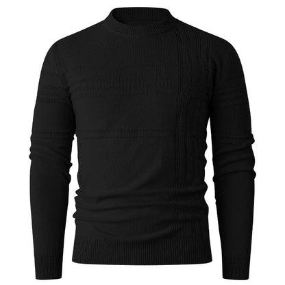 Men’s Textured Stripe Jumper – Crew Neck with Ribbed Cuffs