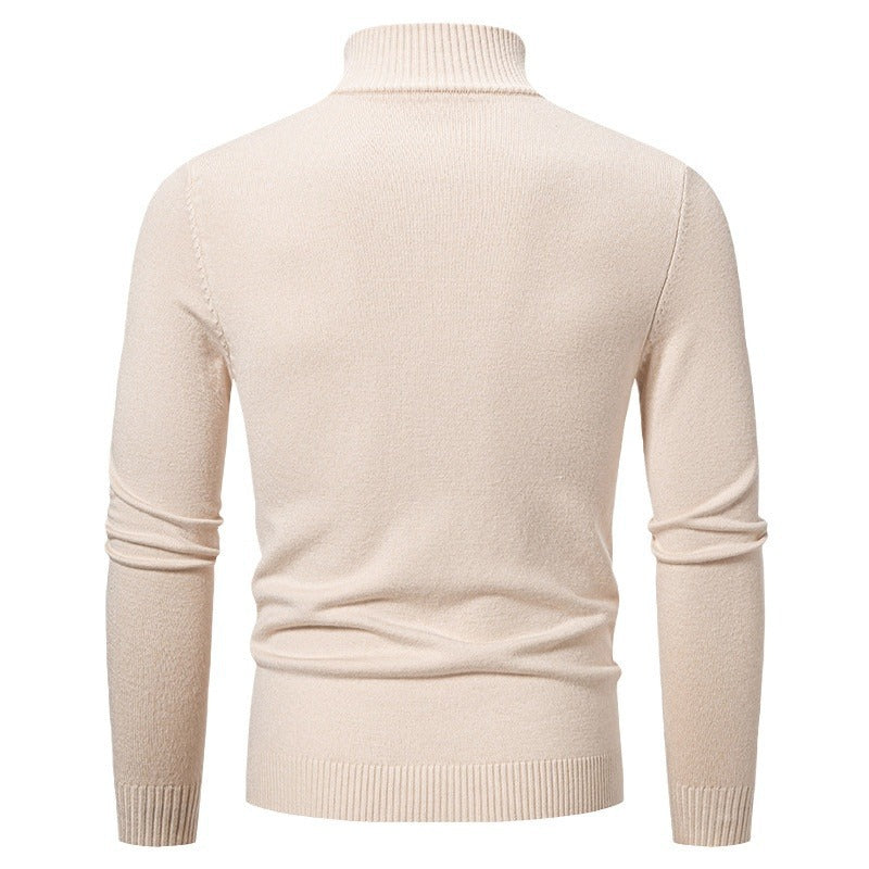 Men’s Cable-Knit Jumper – Stand Collar with Short Zip