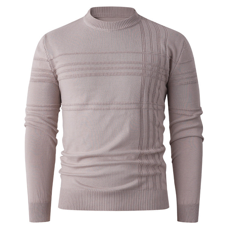 Men’s Textured Stripe Jumper – Crew Neck with Ribbed Cuffs