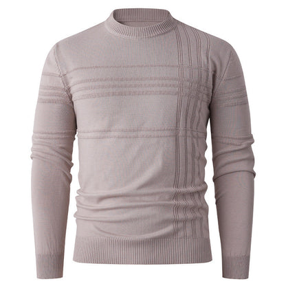 Men’s Textured Stripe Jumper – Crew Neck with Ribbed Cuffs