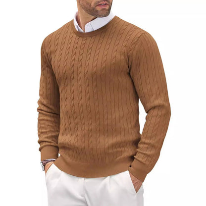 Men’s Cable-Knit Jumper – Crew Neck with Elasticated Cuffs