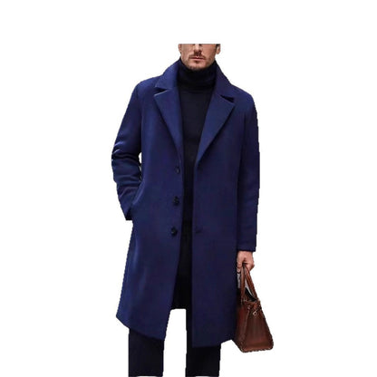 Men’s Overcoat – Notch Lapel with Straight Mid-Length Cut