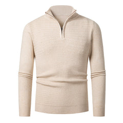 Men’s Half-Zip Jumper – Wave-Textured Knit with Stand Collar