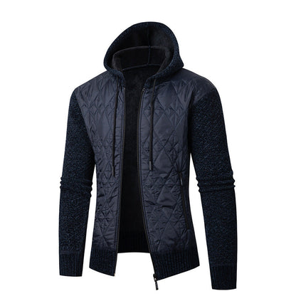 Men’s Hooded Hybrid Jacket – Padded Front with Knitted Sleeves