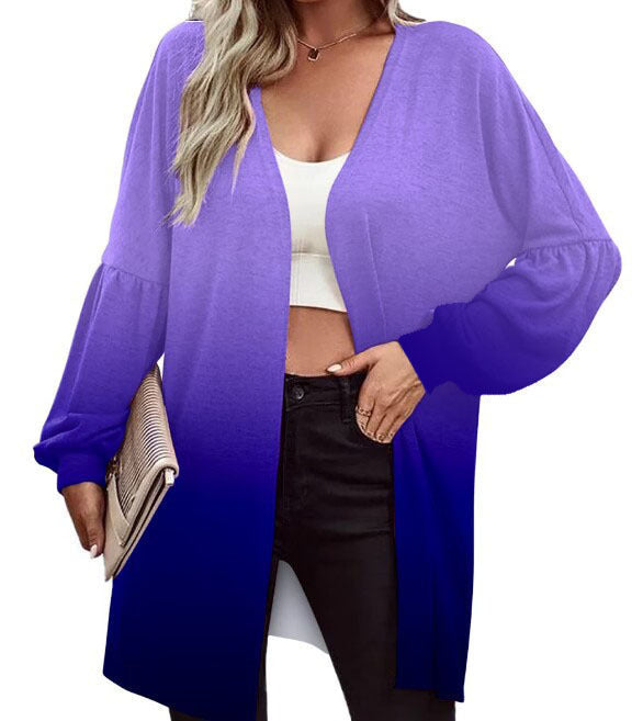 Women’s Longline Open-Front Cardigan – Relaxed Balloon-Sleeve Layer for Everyday Wear