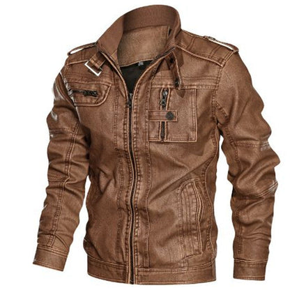 Men’s Multi-Pocket Leather Jacket – Vintage Utility Layer for Everyday Smart-Casual Wear