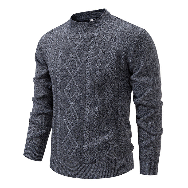 Men’s Fine-Knit Jumper – Diamond Argyle Pattern with Crew Neck