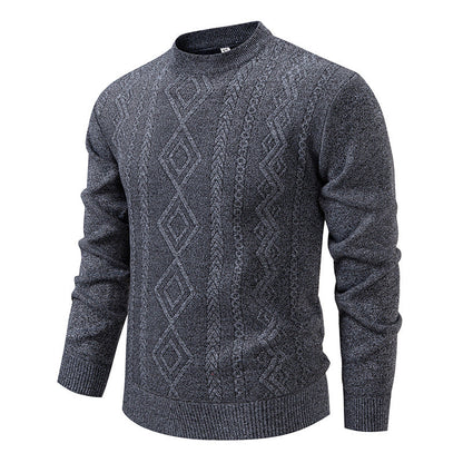 Men’s Fine-Knit Jumper – Diamond Argyle Pattern with Crew Neck