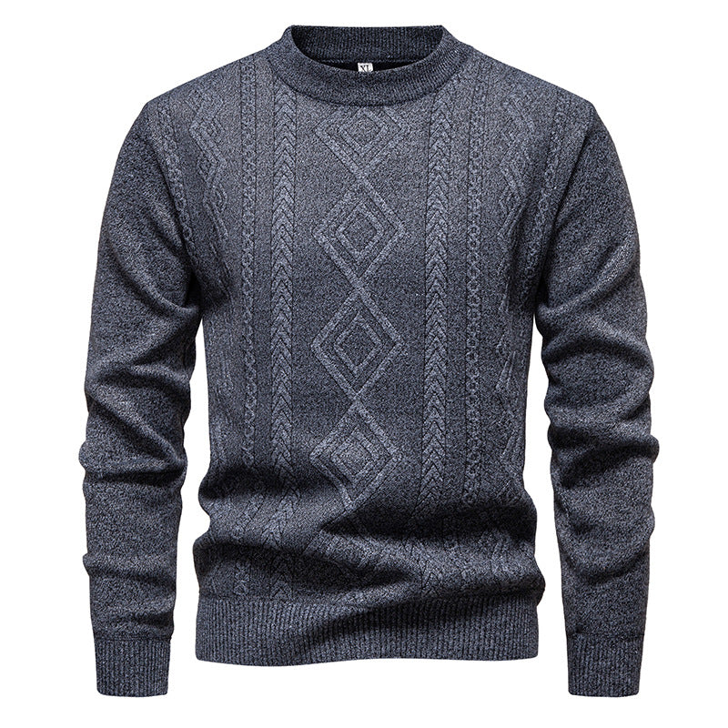 Men’s Fine-Knit Jumper – Diamond Argyle Pattern with Crew Neck
