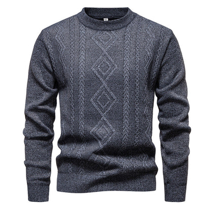 Men’s Fine-Knit Jumper – Diamond Argyle Pattern with Crew Neck