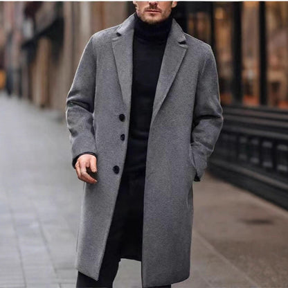 Men’s Overcoat – Notch Lapel with Straight Mid-Length Cut