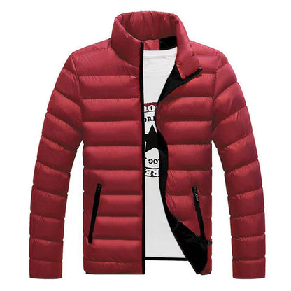 Men’s Puffer Jacket – Contrast Lining with High Stand Collar