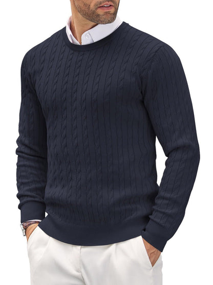 Men’s Cable-Knit Jumper – Crew Neck with Elasticated Cuffs