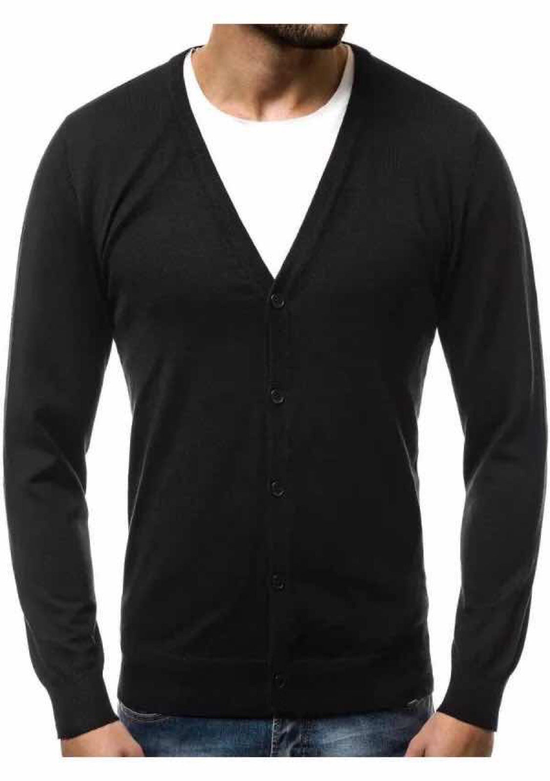 Men’s Cardigan – V-Neck with Full Button Placket
