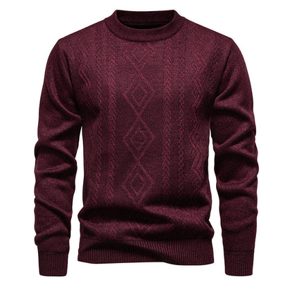 Men’s Fine-Knit Jumper – Diamond Argyle Pattern with Crew Neck
