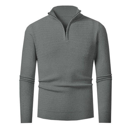 Men’s Half-Zip Jumper – Wave-Textured Knit with Stand Collar