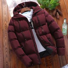 Men’s Windproof Puffer Jacket – Water-Repellent Finish with Fixed Hood