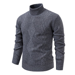 Men’s Roll-Neck Jumper – Textured Diamond Knit with Ribbed Cuffs