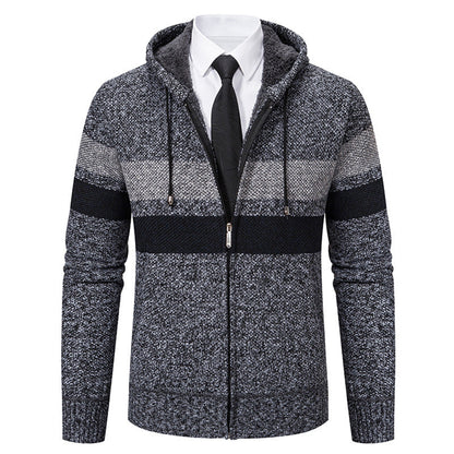 Men’s Zip Hoodie – Contrast Stripes with Teddy Lining