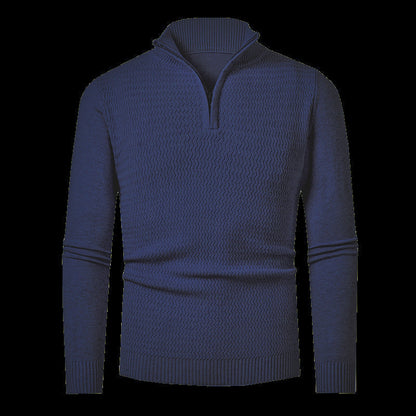 Men’s Half-Zip Jumper – Wave-Textured Knit with Stand Collar