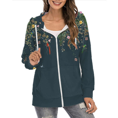 Women’s Butterfly Print Zip-Up Hoodie – Lightweight Casual Layer with Gradient Design