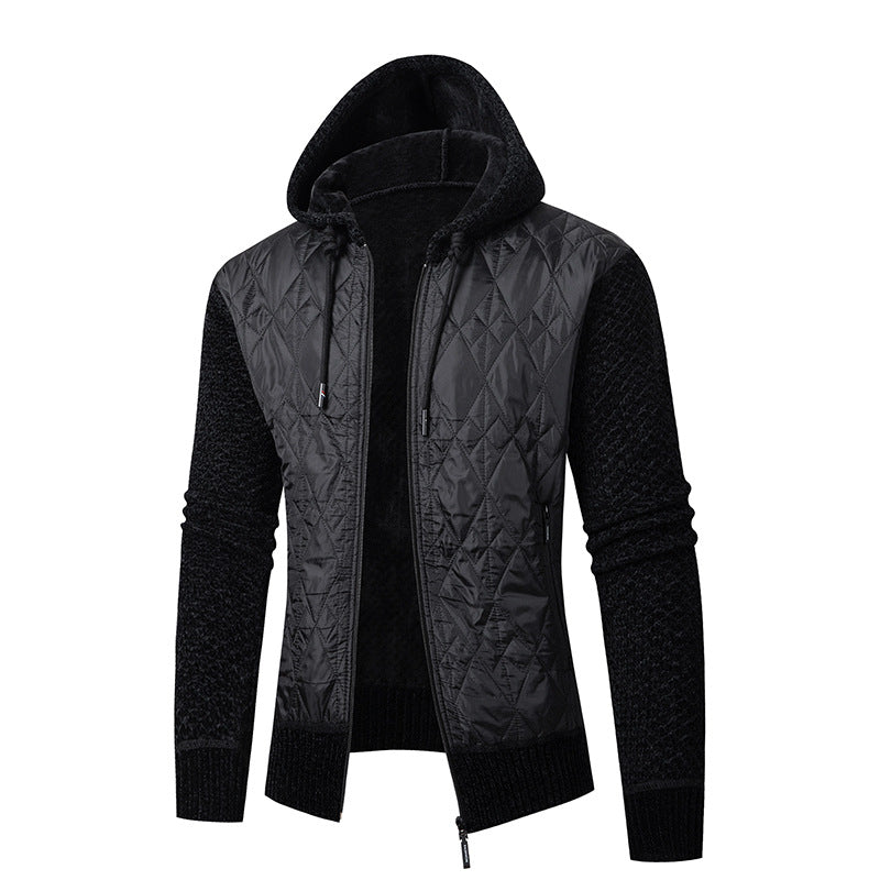 Men’s Hooded Hybrid Jacket – Padded Front with Knitted Sleeves