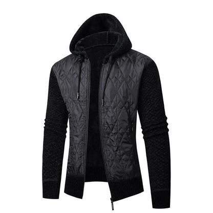 Men’s Hooded Hybrid Jacket – Padded Front with Knitted Sleeves