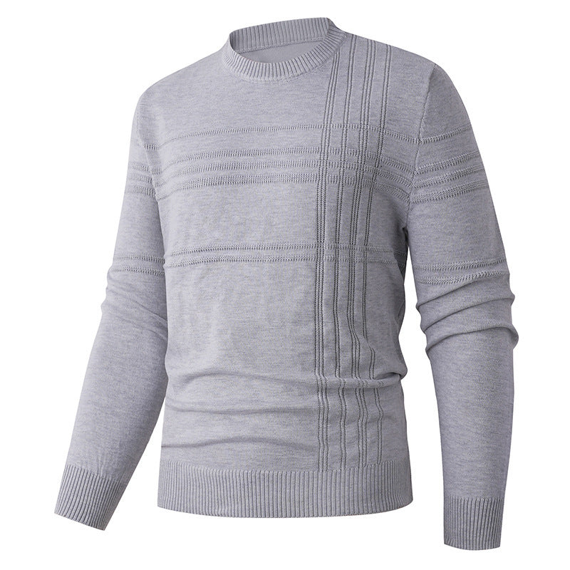 Men’s Textured Stripe Jumper – Crew Neck with Ribbed Cuffs