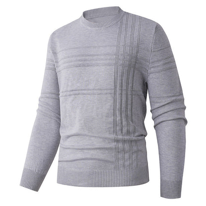 Men’s Textured Stripe Jumper – Crew Neck with Ribbed Cuffs