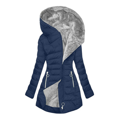 Women’s Plush-Lined Puffer Coat – Fitted Hooded Layer for Deep Winter Wear
