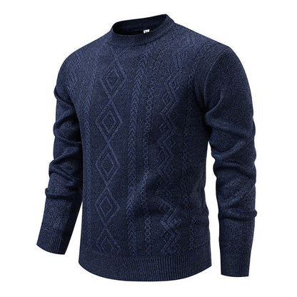 Men’s Fine-Knit Jumper – Diamond Argyle Pattern with Crew Neck