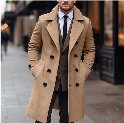 Men’s Tailored Overcoat – Double-Breasted with Wide Lapels
