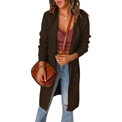 Women’s Open-Front Longline Cardigan – Relaxed Knit Layer for Everyday Autumn Wear