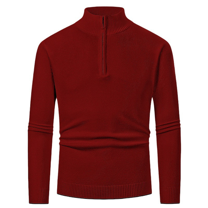 Men’s Half-Zip Jumper – Stand Collar with Ribbed Cuffs