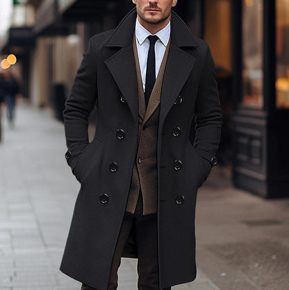 Men’s Tailored Overcoat – Double-Breasted with Wide Lapels