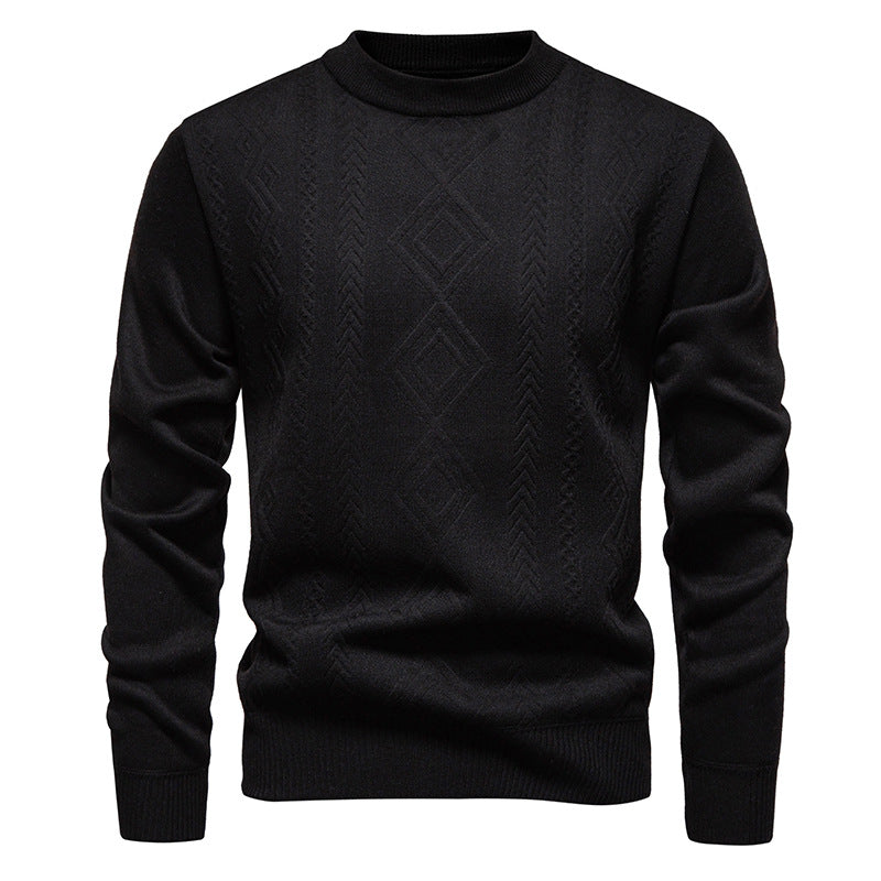 Men’s Fine-Knit Jumper – Diamond Argyle Pattern with Crew Neck